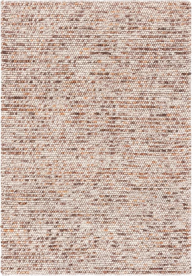 SAFAVIEH Natura Collection Area Rug - 6' Square, Dark Brown & Beige, Handmade Wool Blend, Textured Design, Ideal for Living Room, Bedroom, Dining Space (NAT620E)