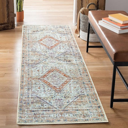 Bloom Rugs Washable Non-Slip 10 ft Runner - Peach/Beige Traditional Runner for Entryway, Hallway, Bathroom, and Kitchen - Exact Size: 2.5' x 10'