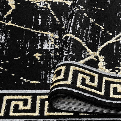 GLORY RUGS Area Rugs Marble 8x10 Black Gold Carpet Modern Abstract Rug Living Room Dining Bedroom Rug