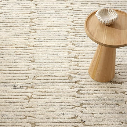 Dash & Albert Malone Oatmeal Hand Tufted Wool Rug, 6 X 9 Feet, Neutral Graphic Pattern - Premium Luxury Hotel Quality Soft Breathable Hypoallergenic Machine Washable Easy Care All Season