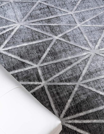 Rugs.com Lattice Trellis Collection Rug – 8 Ft Round Gray Low-Pile Rug Perfect for Kitchens, Dining Rooms