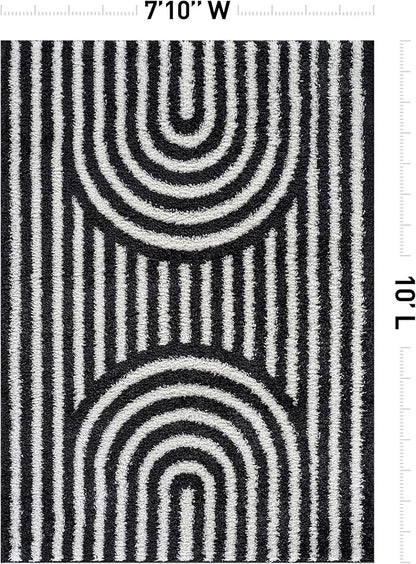 Rugshop Abstract Arch Shag Area Rug Anthracite Dark Gray 7' 10" x 10' Perfect for Large Living Rooms, Dining Areas, or Master Bedrooms