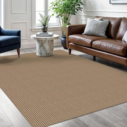 Braided Area Rug 5x7 Ft Washable Rugs for Living Room Non Slip Bedroom Rugs Dining Room Rug Cotton Living Room Woven Floor Carpet for Nursery Playroom, Orange/Tan/Brown