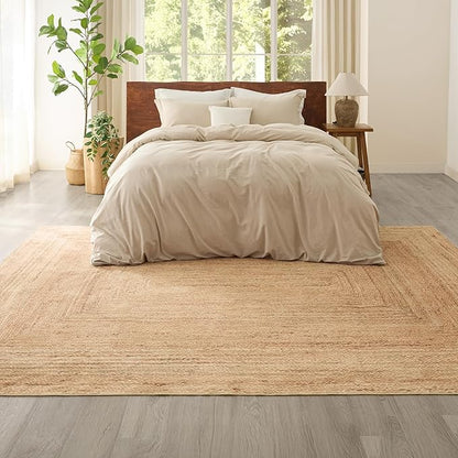 Bedsure 8x10 Printed Jute Rug for Living Room, Machine Washable Rugs, Jute-Look Rug, Non-Slip Backing, Non-Shedding