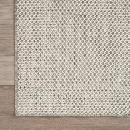 Nourison Home Courtyard Ivory Silver 8' x 10' Area Rug - Easy Clean, Non Shedding, Bed Room, Living Room, Dining Room, Kitchen (8' x 10')