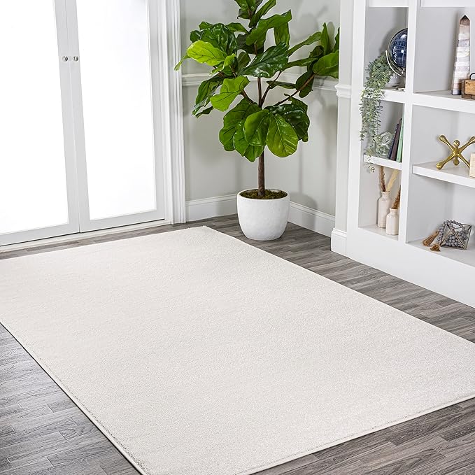 JONATHAN Y Haze Solid Low-Pile Cream Indoor Area Rug 6x9, Coastal,Bohemian,Minimalist,Classic, Easy-Cleaning for Living Room,Bedroom,Kitchen,Pet Friendly,Non-Shedding (SEU100T-6)