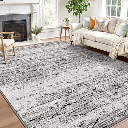 LUMI Washable Area Rug 8x10 for Living Room, Ultra Soft Stain Resistant Carpet with Non Slip Rubber Backing, Non-Shedding Low Pile Rugs for Bedroom, Dining Room, Indoor, Office