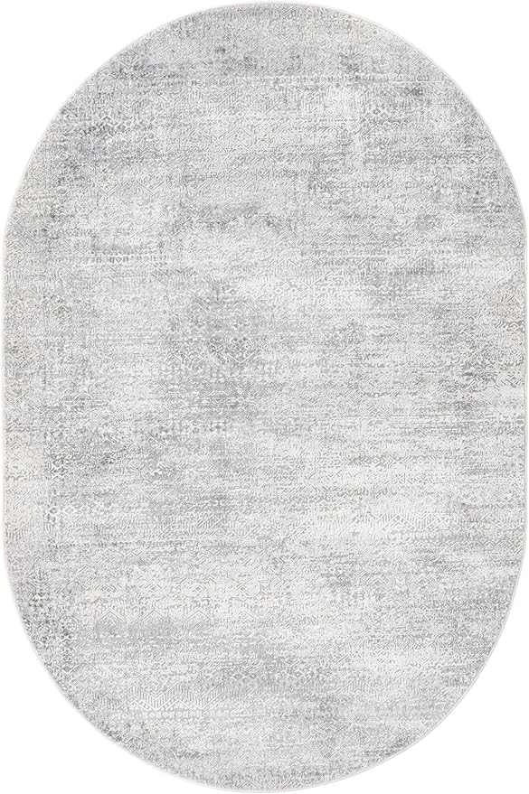 Unique Loom Finsbury Collection Area Rug - Sarah (5' 3" x 8' Oval, Gray/ Ivory)