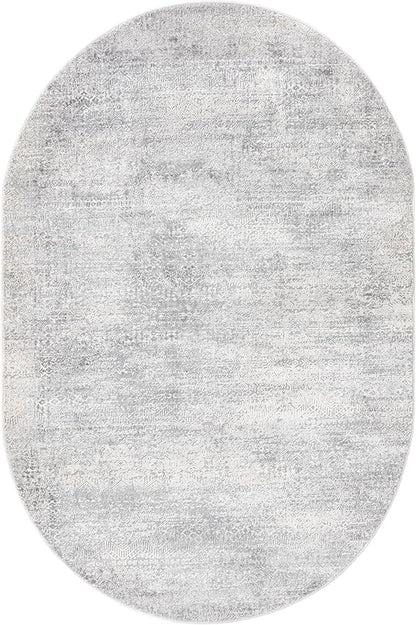 Unique Loom Finsbury Collection Area Rug - Sarah (5' 3" x 8' Oval, Gray/ Ivory)