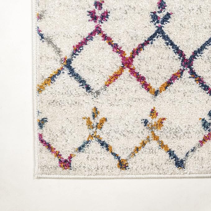 JONATHAN Y Boho Vintage Diamond Cream/Multi Runner Rug 2X8 ft, Moroccan Hype for Living Room, Bedroom, Kitchen, Office, Easy-Cleaning, High Traffic, Pet-Friendly, Non-Shedding (MOH101H-28)