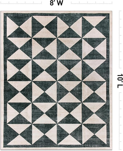 Rugshop Geometric Diamond Washable Non Slip Area Rug 8' x 10' Cream