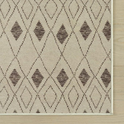 Dash & Albert Chandler Tan Machine Washable Rug, 7.5 X 9.5 Feet, Tan Geometric Pattern