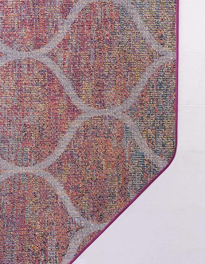Rugs.com Lattice Frieze Collection Rug – 6' Octagon Multi Medium Rug Perfect for Living Rooms, Kitchens, Entryways