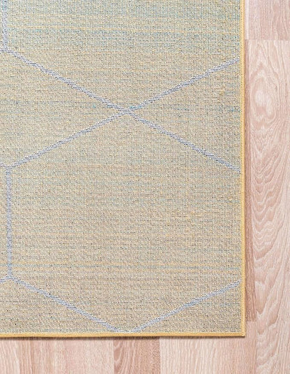 Unique Loom Trellis Frieze Collection Area Rug - Geometric (6' Square, Yellow/ Ivory)