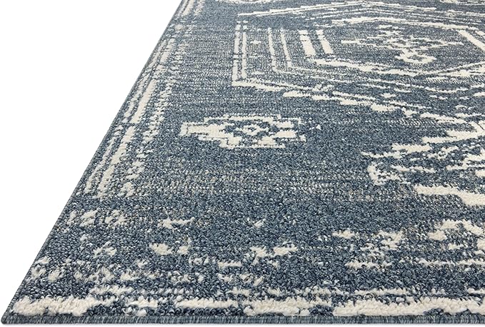 Loloi Magnolia Home by Joanna Gaines Gigi Collection GIG-03 Denim/Ivory 5'-3" x 7'-6" Area Rug