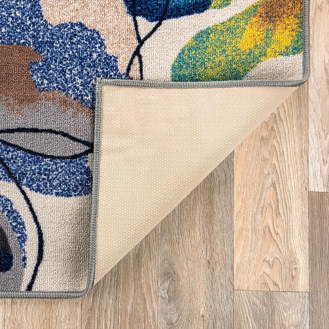 Rugshop Cream Bright Flowers Non Slip Non-Shedding Runner Rug for Hallway, Kitchen and Entryway, 2'7" x 6'