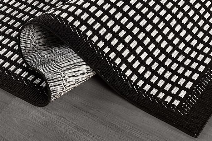 Beverly Rug Micro Loop Area Rug Black/White 5x7 Geometric Modern Luxury Zebra Durable Soft Indoor Rugs for Living Dining Room Office Stain Resistant Non Shedding Casual Indoor Carpet 5 x 7