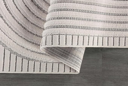 CAMILSON Modern Rug 10x14 Luxury Swirl Curved Large Micro Loop Area Rugs Soft High-Low Pile Stain Resistant Easy to Clean Non-Shedding Durable Living Room Kitchen Indoor Carpet (White)