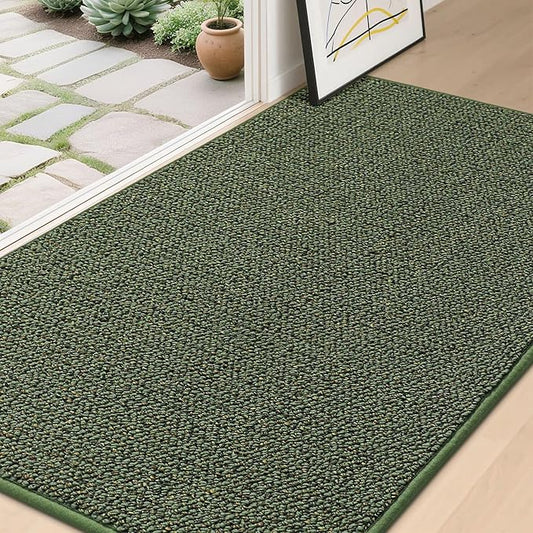 BEQHAUSE Dirt Trapper Door Mat 36" x 60", Non-Slip Washable Doormats Entrance Mat, Dirt Resistant and Absorbent Welcome Mat, Low Profile Floor Mats for Front Back Door and Entryway, Green