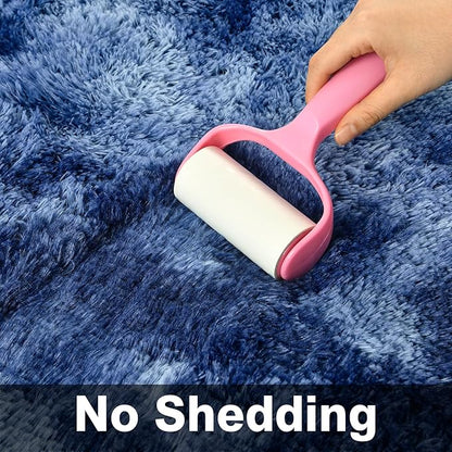 Large Shag Area Rugs 8 x 10, Plush Fuzzy Rugs for Living Room, Ultra Soft Fluffy Furry Rug for Bedroom, Indoor Carpet Nursery Rugs for Kids Room Home Decor, Tie-Dyed Navy Blue