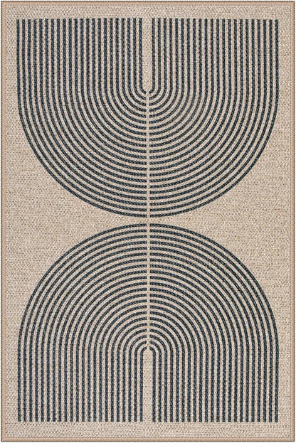 Lahome Rainbow Easy Jute Rug, 2x3 Farmhouse Kitchen Rugs Non Slip Washable Entryway Rug, Neutral Non Slip Non Shedding Low Pile Indoor Outdoor Door Mats for Porch Foyer