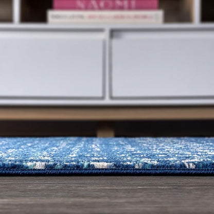 JONATHAN Y Boho Vintage Diamond Blue/White Indoor Area Rug 4X6 ft, Moroccan Hype for Living Room, Bedroom, Kitchen, Office, Easy-Cleaning, High Traffic, Pet-Friendly, Non-Shedding (MOH101A-4)