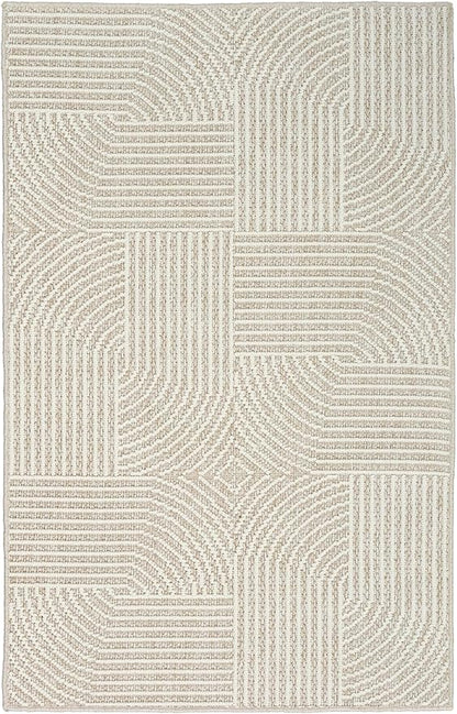 Nourison Home Textured Home Beige Ivory 2'2" x 3'9" Area Rug - Easy Clean, Non Shedding, Bed Room, Living Room, Dining Room, Kitchen (2' x 4')