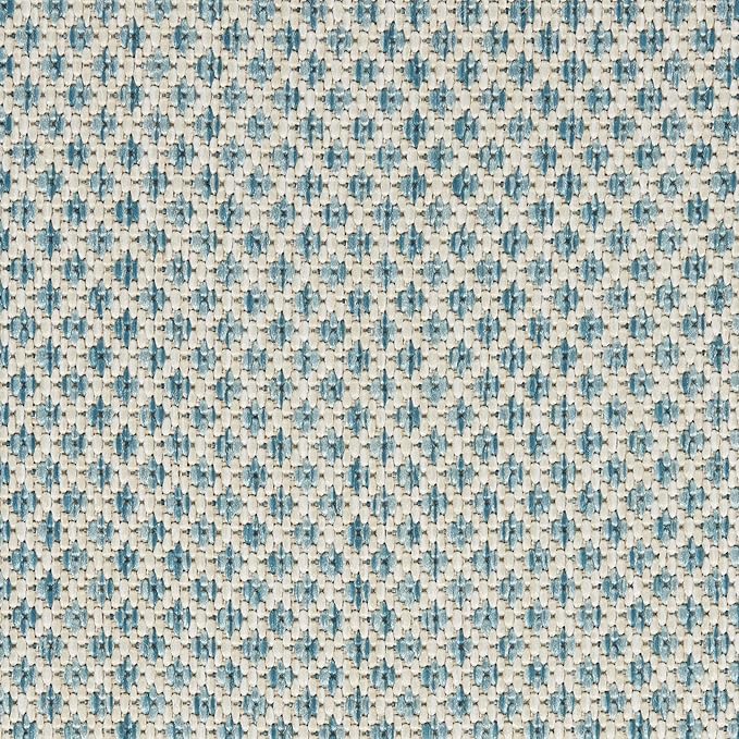 Nourison Home Courtyard Ivory Aqua 5' x 8' Oval Area Rug - Easy Clean, Non Shedding, Bed Room, Living Room, Dining Room, Kitchen (5' x 8' Oval)