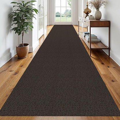 EARTHALL Runner Rug 3x20 Ft Washable Runners for Hallways Extra Long Woven Non Slip Entryway Runner Braided Kitchen Runner Indoor Outdoor Carpet Runners for Hotels, Officel, Stair, Taupe/Coffee