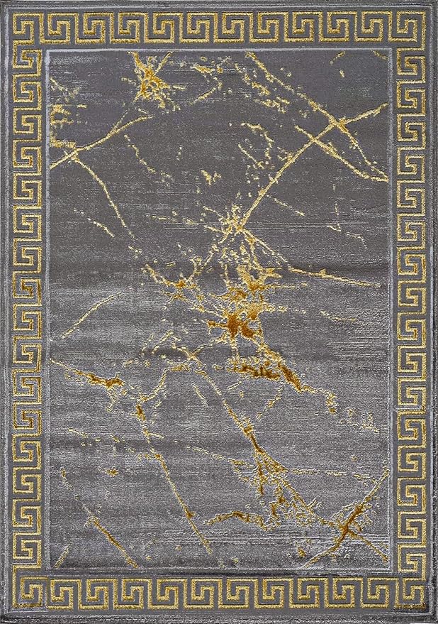 GLORY RUGS Area Rugs Marble 8x10 Grey Gold Carpet Modern Abstract Rug Living Room Dining Bedroom Rug