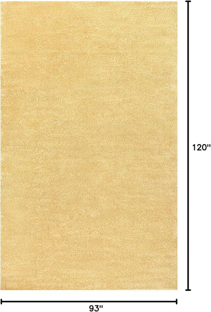 Eyely UES100B-8 Supersoft Haze Solid Low-Pile Indoor Area Rug Casual;Contemporary;Solid;Traditional, Bedroom, Kitchen, Living Room, Easy-Cleaning, Non-Shedding, 8 X 10, Mustard
