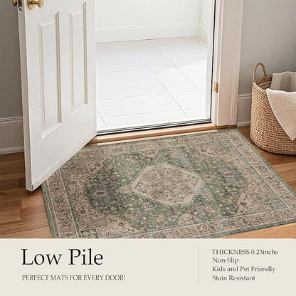 Area Rug Non Slip Machine Washable Ultra Soft Living Room/Bedroom/Kitchen/Outdoor/Classroom Celadon, 5'×7'