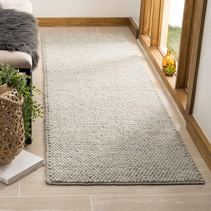 SAFAVIEH Natura Collection Runner Rug - 2'3" x 20', Silver, Handmade Wool Blend, Textured Design, Ideal for Hallway, Bedroom, Foyer (NAT620C)