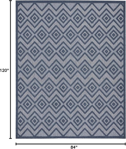 Nourison Home Versatile Navy Blue 7' x 10' Area Rug - Easy Clean, Non Shedding, Bed Room, Living Room, Dining Room, Kitchen (7' x 10')