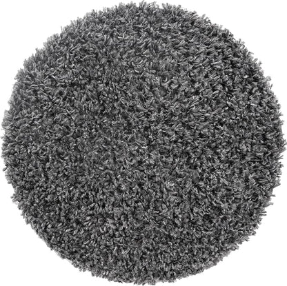 Unique Loom Davos Shag Collection Area Rug - Solid (2' Round, Peppercorn)