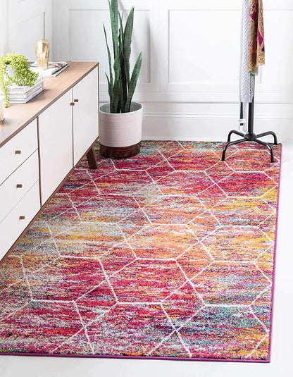 Unique Loom Trellis Frieze Collection Area Rug - Geometric (8' x 11', Multi/ Ivory)