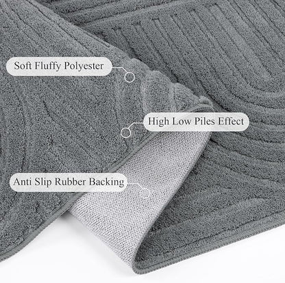 SHACOS Soft Fluffy High Low Pile Arch Pattern Area Rugs 5'3"x7'3" Non Slip Washable Modern Geometric Rug Stain Resistant Carpet for Living Room Bedroom Dining Room Nursery, Grey