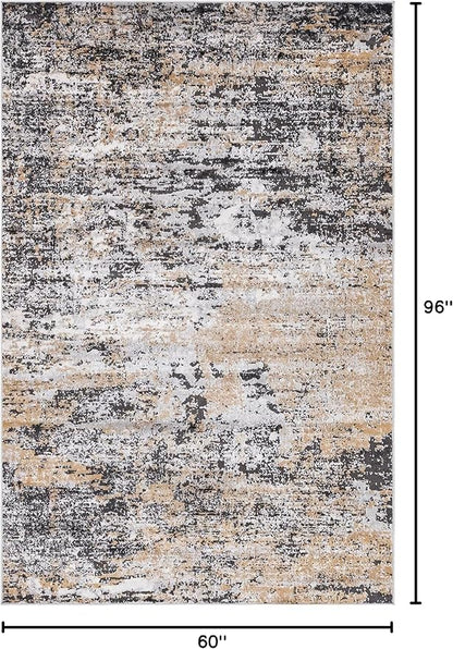 Rugs.com Leipzig Collection Area Rug – 5X8 Beige Low-Pile Rug Perfect for Bedrooms, Dining Rooms, Living Rooms