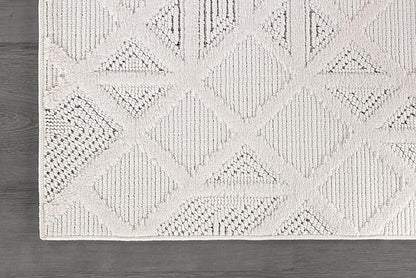 Modern Micro Loop Indoor Area Rugs for Living Room Bedroom Kitchen Geometric Square White 8x10 Luxury Durable Low and High Pile Non-Shedding Stain Resistant Soft Area Carpet 8 x 10
