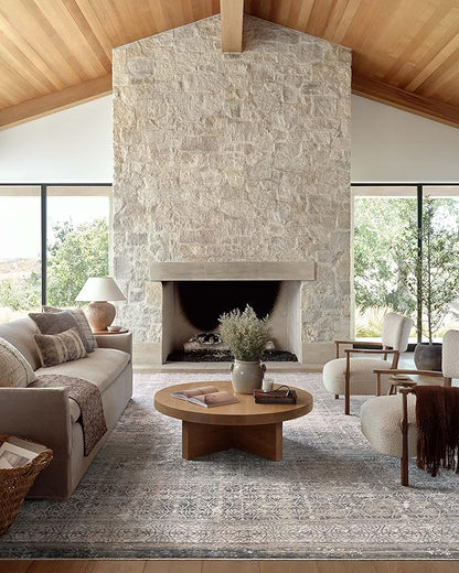 Loloi Amber Lewis Alie Collection ALE-04 Sky/Stone 2'-7'' x 10'-0'', .13'' Pile Height, Runner Rug