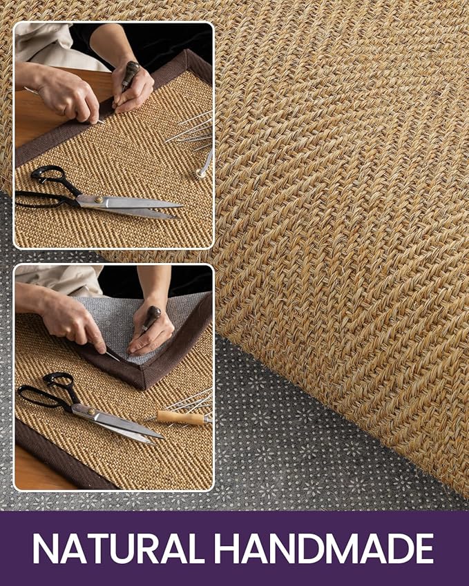 DEXI Hallway Runner Rug 3x10 Jute, Woven Braided Sisal Runner Non Slip, Entryway Farmhouse Runner Carpet for Indoor Luandry Hall Backdoor Bedroom, Natural/Brown