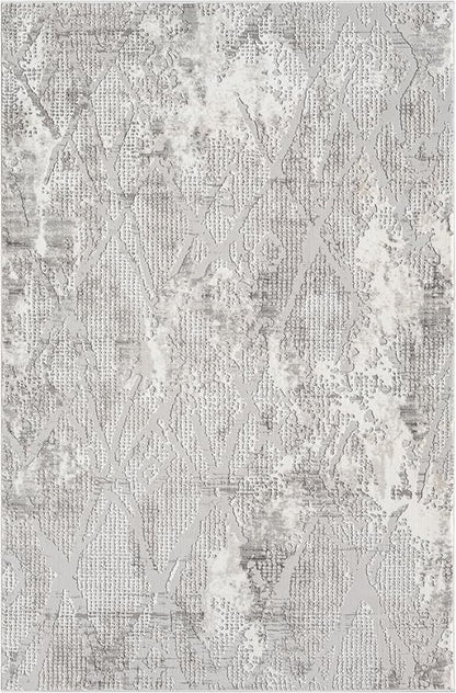 Adel Modern Area Rug for Living Room, 4x6 Rustic Distressed Abstract Gray Rug, Medium Pile Stain Resistant Carpet for Bedroom, Dining Room or Kitchen (4' x 6', Gray)