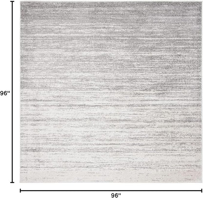 SAFAVIEH Adirondack Collection Area Rug - 8' Square, Ivory & Silver, Modern Ombre Design, Non Shedding & Easy to Clean, Ideal for Living Room, Bedroom, Office, Dining Space (ADR113B)