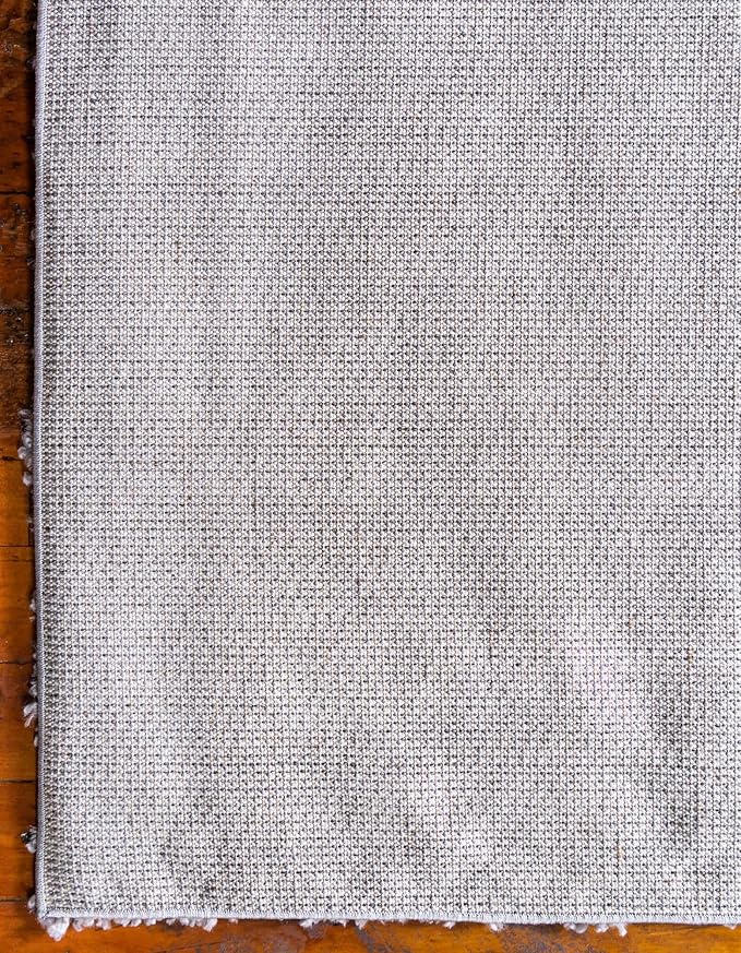 Unique Loom Davos Shag Collection Area Rug - Solid (3' 3" Square, Sterling)