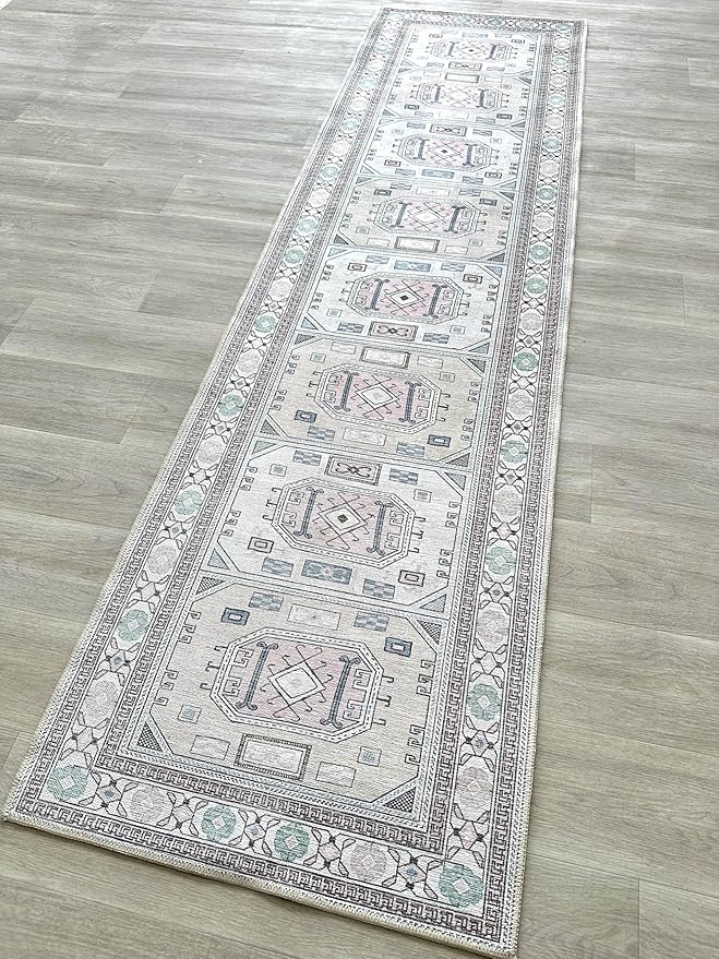 Fame Living Faded Oushak Rug, Turkish Vintage Floral Pastel Large Oversized Area Rugs for Living Room Dining Bedroom Kitchen Bathroom Nursery (848CrNv, 2' x 3')