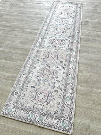 Fame Living Faded Oushak Rug, Turkish Vintage Floral Pastel Large Oversized Area Rugs for Living Room Dining Bedroom Kitchen Bathroom Nursery (848CrNv, 2' x 3')