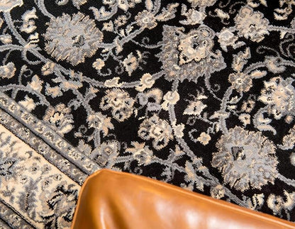 Unique Loom Sialk Hill Collection Area Rug - Washington (5' 3" x 8' Rectangle Black/Gray)