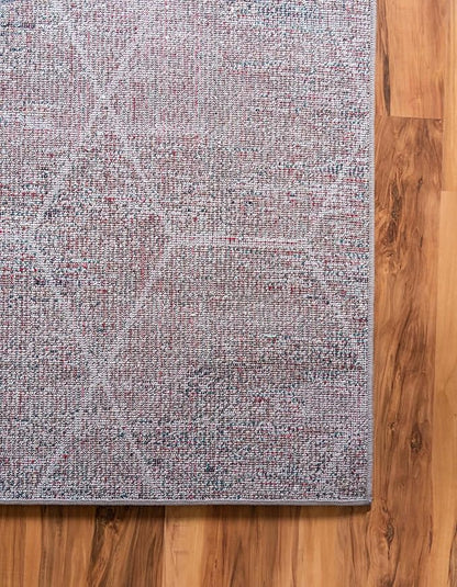 Unique Loom Trellis Frieze Collection Area Rug - Geometric (2' x 8' 8" Runner, Blue Multi/ Ivory)