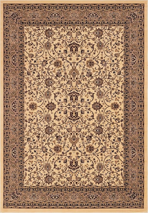 Unique Loom Sialk Hill Collection Area Rug - Washington (10' x 14' Rectangle Ivory/Black)