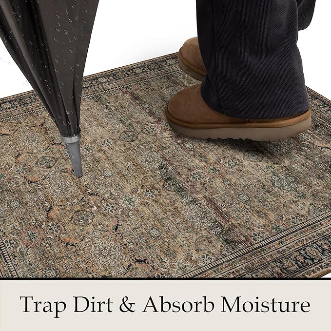 Area Rug Non Slip Machine Washable Ultra Soft Living Room/Bedroom/Kitchen/Outdoor/Classroom Vintage Brown, 2'×3'